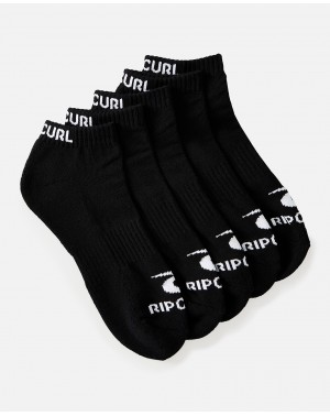 BRAND ANKLE SOCK 5-PK - BLACK