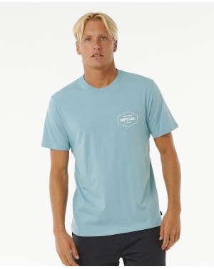 STAPLER TEE - DUSTY BLUE