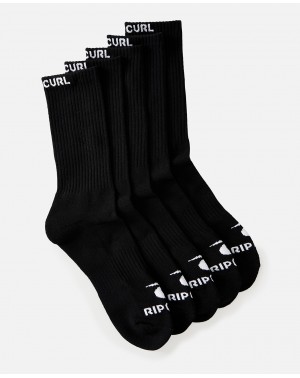 BRAND CREW SOCK 5-PK - BLACK
