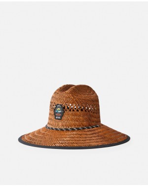 LOGO STRAW HAT - BROWN