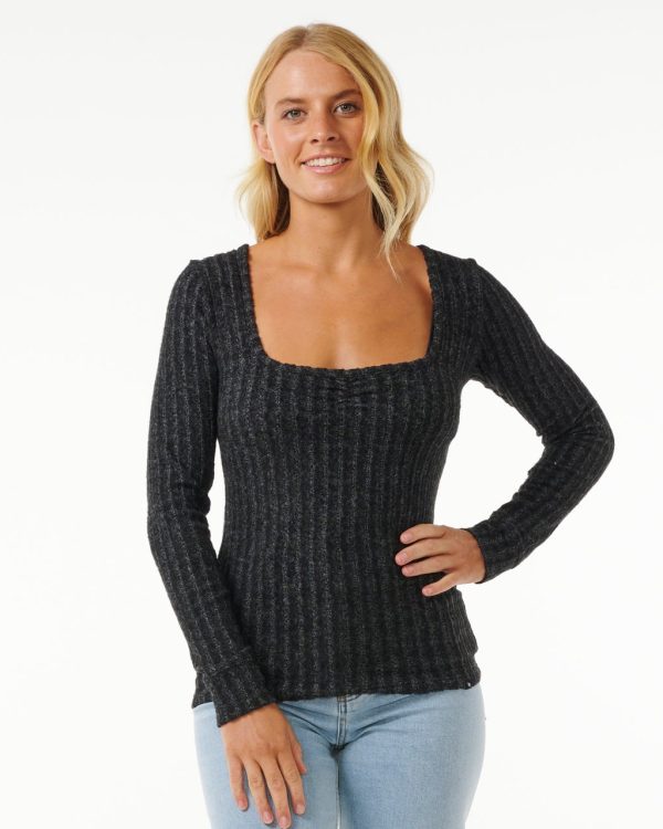T-shirt manches longues Col large Cosy