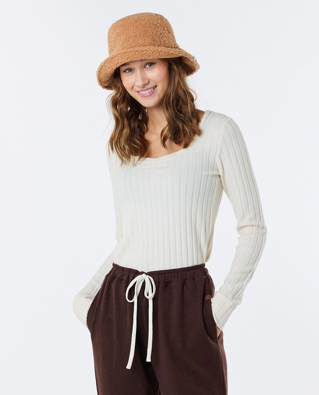 T-shirt manches longues Col large Cosy
