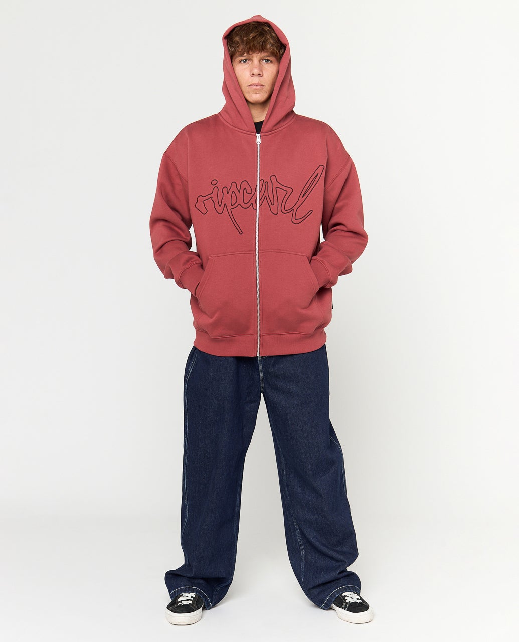 Sweat zippé à capuche Script
