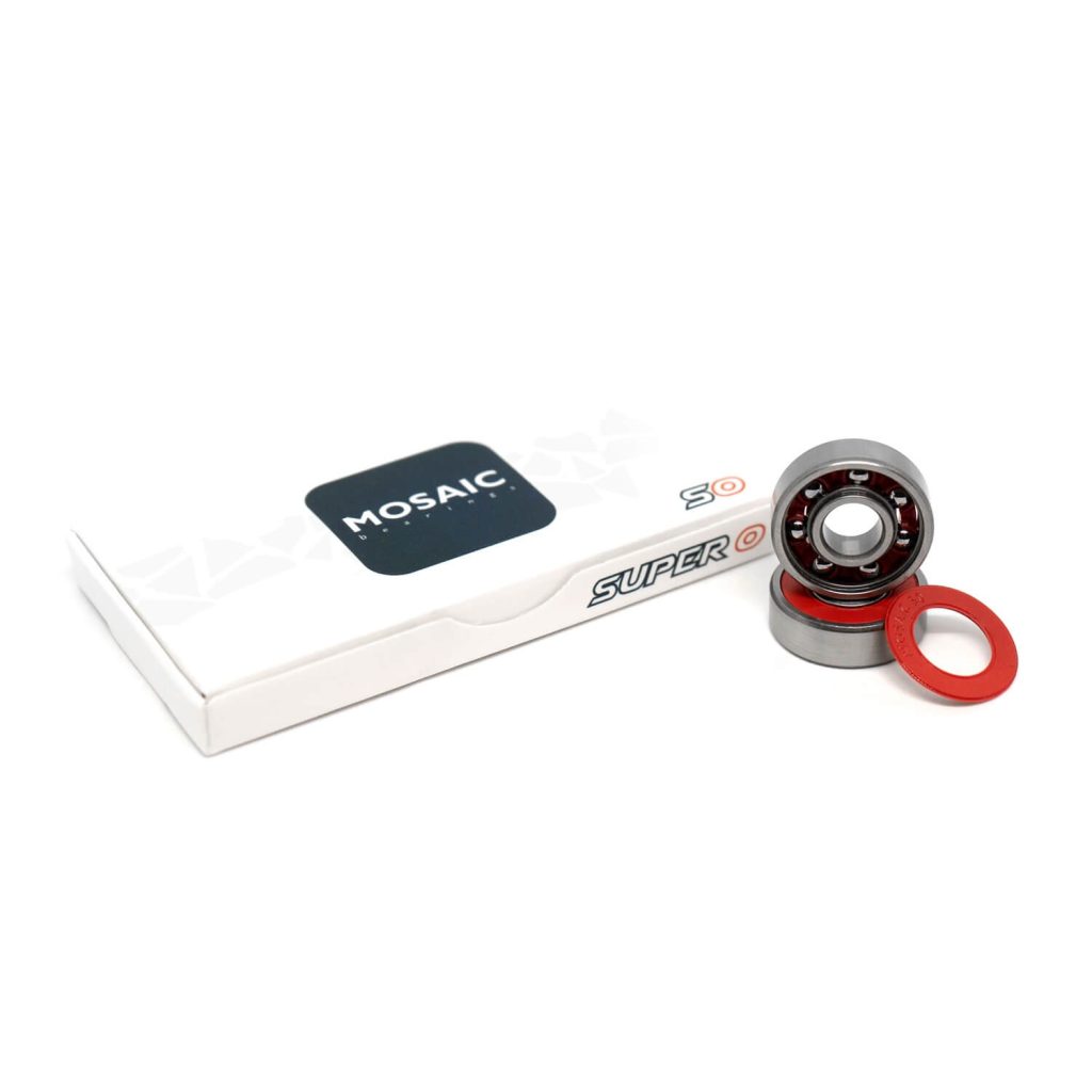 Super 0 Abec 5 Silver Red Mosaic Bearings