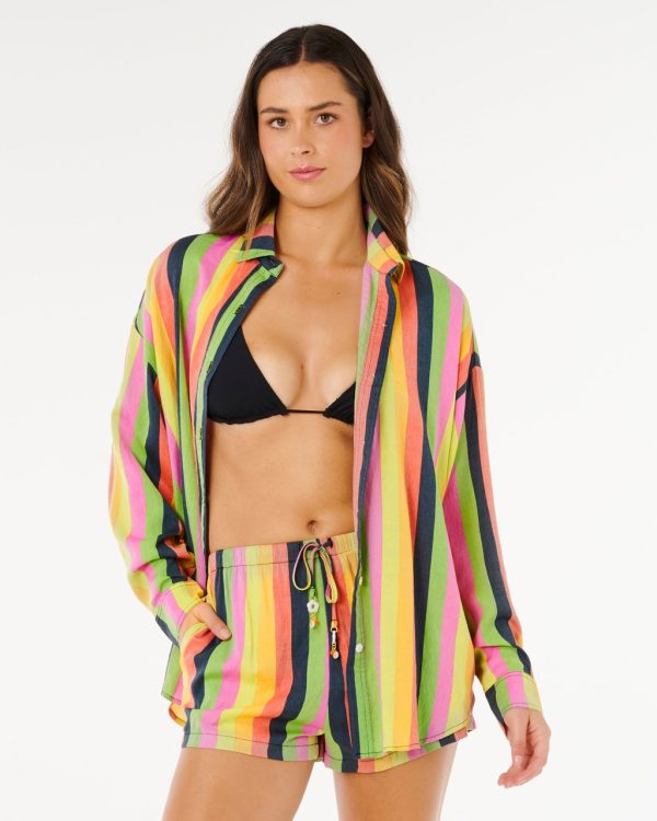 Chemise ample à rayures Neon
