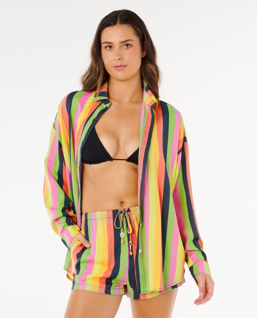 Chemise ample à rayures Neon