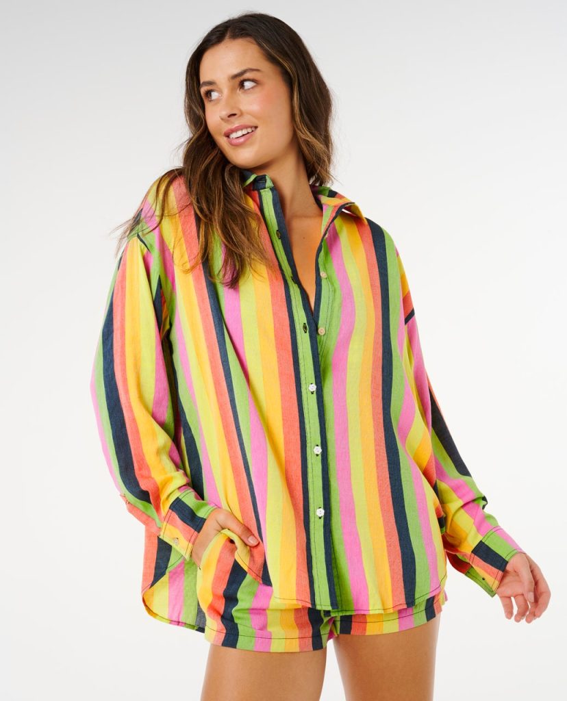 Chemise ample à rayures Neon