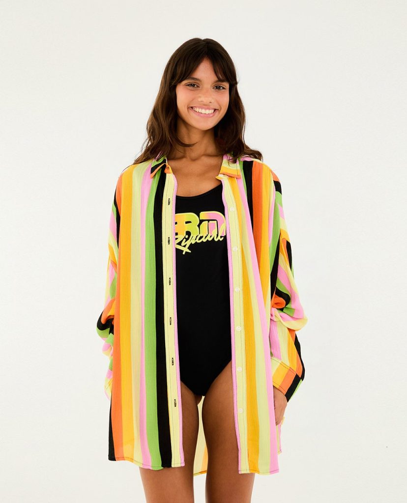 Chemise ample à rayures Neon